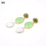 GG Keshi Pearl Green Crystal Earrings