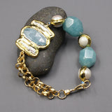 GG Cultured Pearl Aquamarine Jade Chain Bracelet