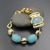 GG Cultured Pearl Aquamarine Jade Chain Bracelet