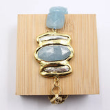 GG Jewelry Pearl Aquamarine Jade Biwa Pearl Chain Bracelet