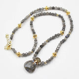 Labradorite Chokers Necklace Shimmer Stone Pendant Women Lady Jewelry Gift