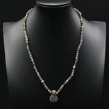 Labradorite Chokers Necklace Shimmer Stone Pendant Women Lady Jewelry Gift