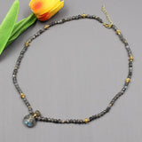 Labradorite Chokers Necklace Shimmer Stone Pendant Women Lady Jewelry Gift