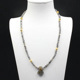 Labradorite Chokers Necklace Shimmer Stone Pendant Women Lady Jewelry Gift