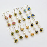 Freshwater Keshi Pearl Cat eye Dangle Hook Earrings