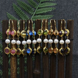 Freshwater Keshi Pearl Cat eye Dangle Hook Earrings