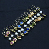 Freshwater Keshi Pearl Cat eye Dangle Hook Earrings