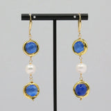 Freshwater Keshi Pearl Cat eye Dangle Hook Earrings