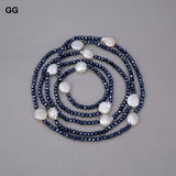 Natural Freshwater keshi Pearl Crystal Long Sweater Necklace