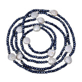 Natural Freshwater keshi Pearl Crystal Long Sweater Necklace
