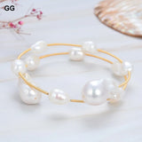 Natural Pearl Freshwater Baroque Pearl Keshi Pearl Adjustable Bracelet Bangle