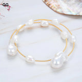Natural Pearl Freshwater Baroque Pearl Keshi Pearl Adjustable Bracelet Bangle