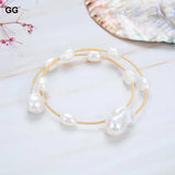 Natural Pearl Freshwater Baroque Pearl Keshi Pearl Adjustable Bracelet Bangle