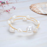 Natural Pearl Freshwater Baroque Pearl Keshi Pearl Adjustable Bracelet Bangle
