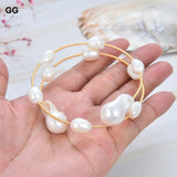 Natural Pearl Freshwater Baroque Pearl Keshi Pearl Adjustable Bracelet Bangle