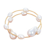 Natural Pearl Freshwater Baroque Pearl Keshi Pearl Adjustable Bracelet Bangle