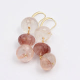 Pink Lepidocrocite Quartz Dangle Earrings with CZ Pave Hook