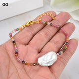 Rainbow Tourmaline Pearl Bracelet for Women