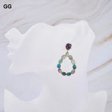 Natural Teardrop Amethysts Apatites Agates Dangle Stud Earrings