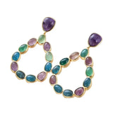Natural Teardrop Amethysts Apatites Agates Dangle Stud Earrings
