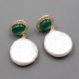 Natural Keshi Pearl Coin Shape Pearl Earrings