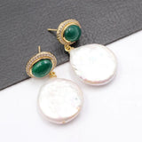 Natural Keshi Pearl Coin Shape Pearl Earrings