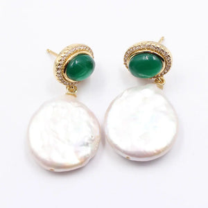 Natural Keshi Pearl Coin Shape Pearl Earrings