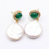 Natural Keshi Pearl Coin Shape Pearl Earrings