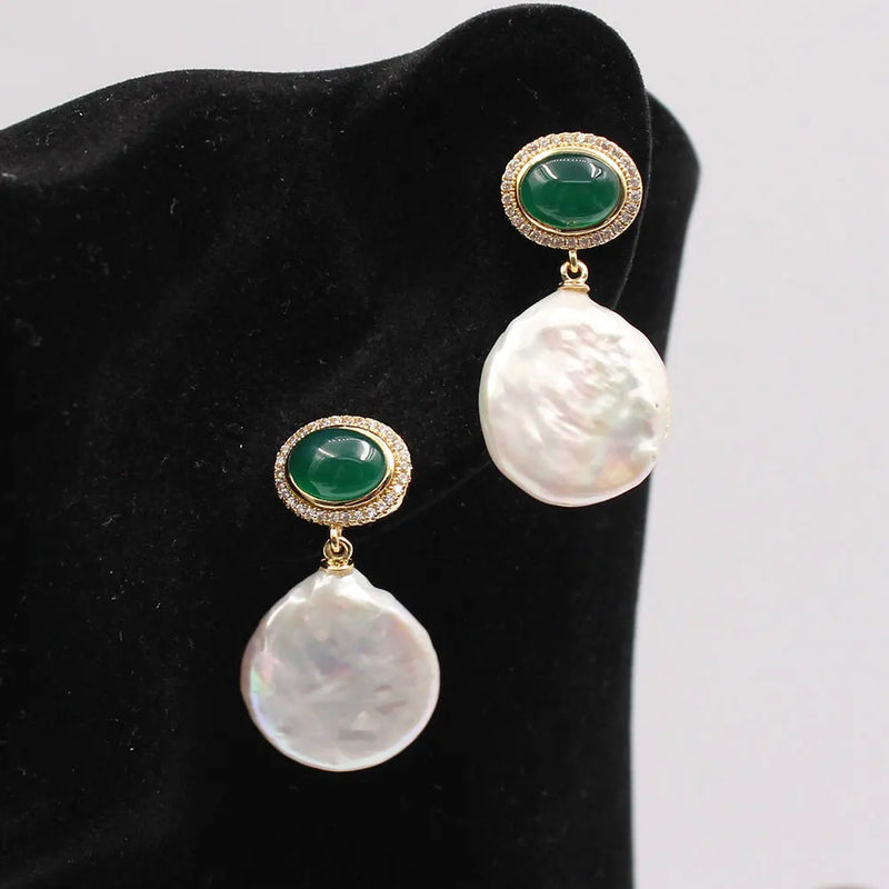 Natural Keshi Pearl Coin Shape Pearl Earrings