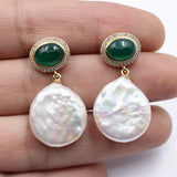Natural Keshi Pearl Coin Shape Pearl Earrings