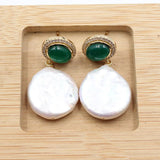 Natural Keshi Pearl Coin Shape Pearl Earrings