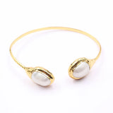 GG Jewelry Natural Keshi Pearl Yellow Bangle Bracelet For Women