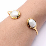 GG Jewelry Natural Keshi Pearl Yellow Bangle Bracelet For Women