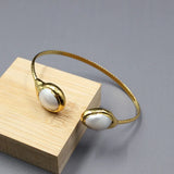 GG Jewelry Natural Keshi Pearl Yellow Bangle Bracelet For Women