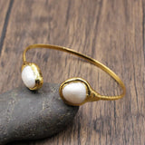 GG Jewelry Natural Keshi Pearl Yellow Bangle Bracelet For Women