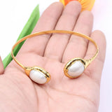 GG Jewelry Natural Keshi Pearl Yellow Bangle Bracelet For Women