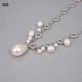 GG Jewelry Pearl Circle Chain Necklace Sea Shell Pendant