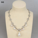 GG Jewelry Pearl Circle Chain Necklace Sea Shell Pendant