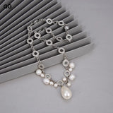 GG Jewelry Pearl Circle Chain Necklace Sea Shell Pendant