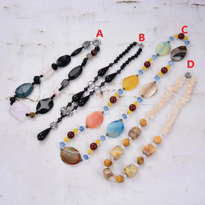 Natural Gems Quartz Crystal Agate Necklace Pendant for Women Lady
