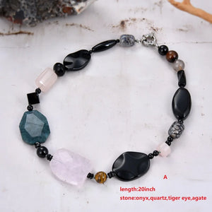 Natural Gems Quartz Crystal Agate Necklace Pendant for Women Lady