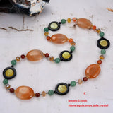 Natural Agate Sweater Chain Necklace Pendant for Women