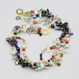 3 Strands Natural Pearl Coral Necklace For Lady