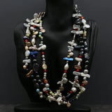 3 Strands Natural Pearl Coral Necklace For Lady