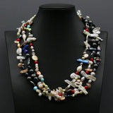 3 Strands Natural Pearl Coral Necklace For Lady