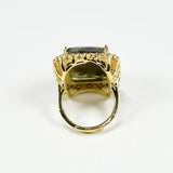 Labradorite Rectangle Adjustable Ring with Cz Paved for Women
