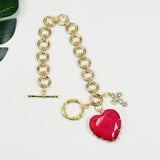 GG Red Quartz Heart Charm Bracelet Women
