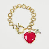 GG Red Quartz Heart Charm Bracelet Women