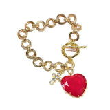 GG Red Quartz Heart Charm Bracelet Women