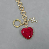GG Red Quartz Heart Charm Bracelet Women